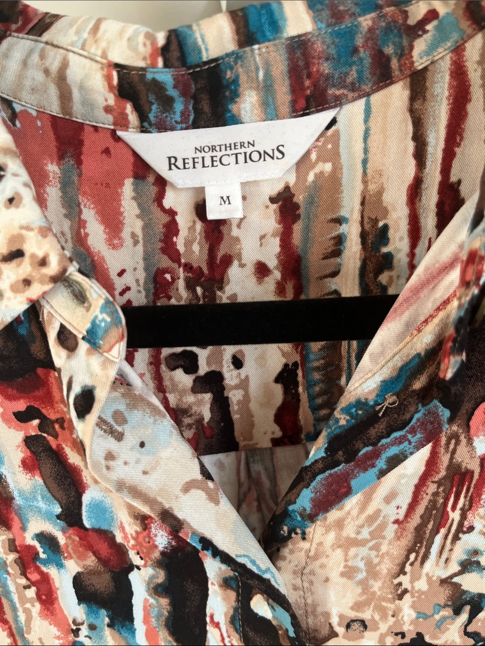 Reflections Abstract Print Button-Up Blouse - Picture 5 of 5